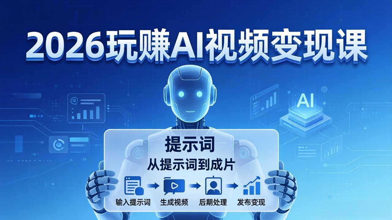 2026玩赚AI视频变现课：掌握 AI 视频全流程技能，从提示词到成片高效产出-八方网创