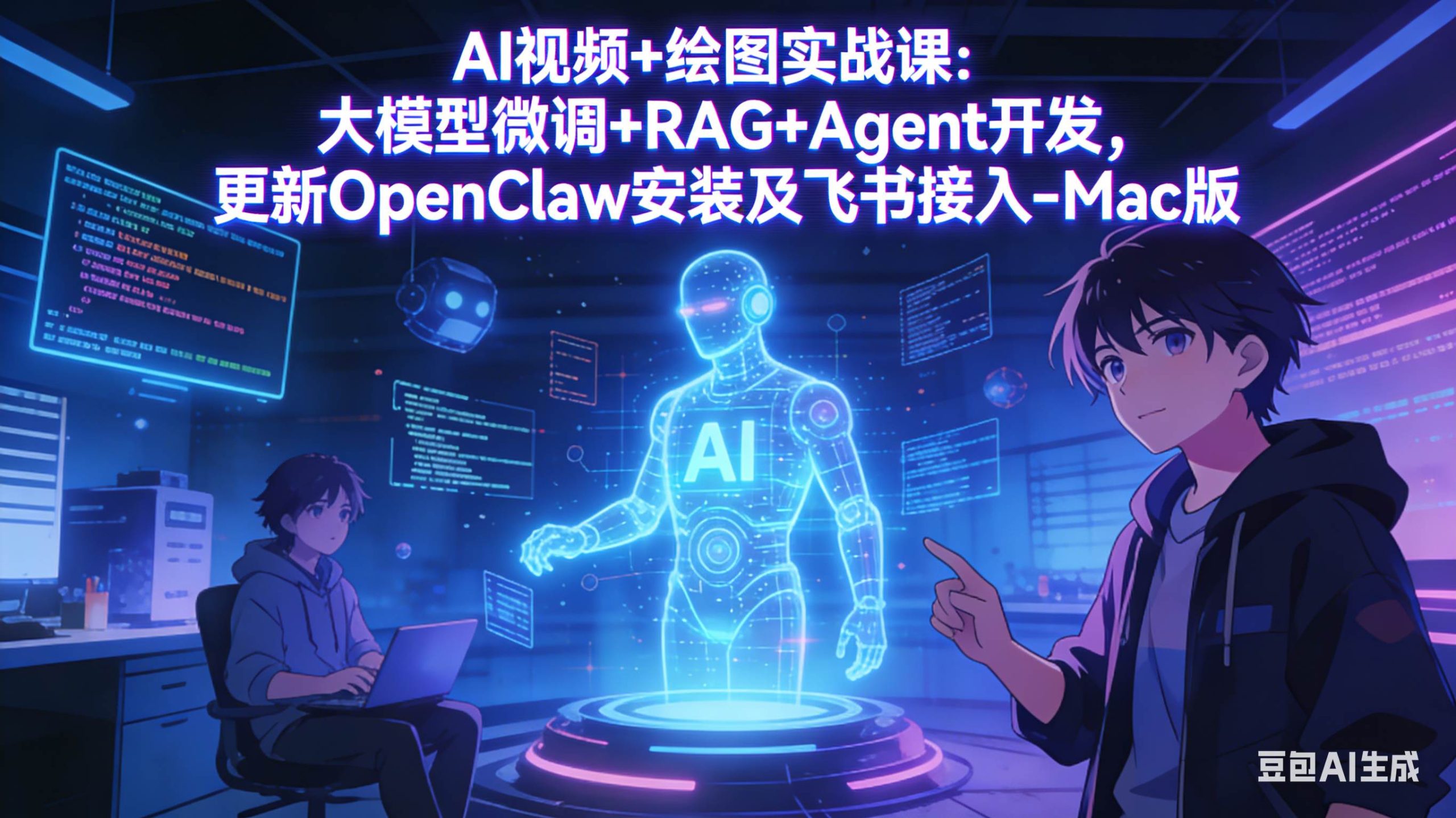 （17594期）AI视频+绘图实战课：大模型微调+RAG+Agent开发，更新OpenClaw安装及飞书接入-Mac版-八方网创