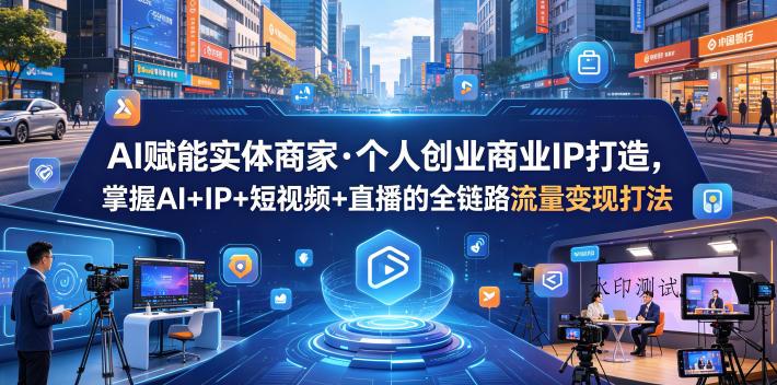 AI赋能实体商家·个人创业商业IP打造，掌握AI+IP+短视频+直播的全链路流量变现打法-八方网创