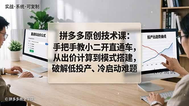 （18159期）拼多多原创技术课：手把手教小二开直通车，从出价计算到模式搭建，破解低投产、冷启动难题-八方网创