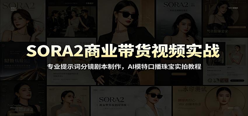 SORA2商业带货视频实战：专业提示词分镜剧本制作，AI模特口播珠宝实拍教程-八方网创