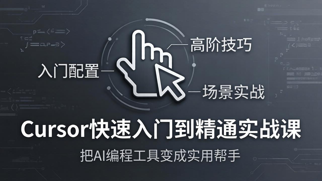 Cursor快速入门到精通实战课:入门配置+高阶技巧+场景实战,把AI编程工具变成实用帮手 Cursor快速入门到精通实战课:入门配置+高阶技巧+场景实战,把AI编程工具变成实用帮手