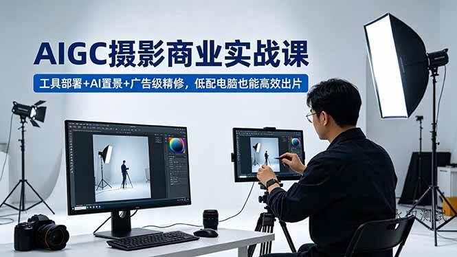 (18434期)AIGC 摄影商业实战课,工具部署+AI置景+广告级精修,低配电脑也能高效出片-八方网创