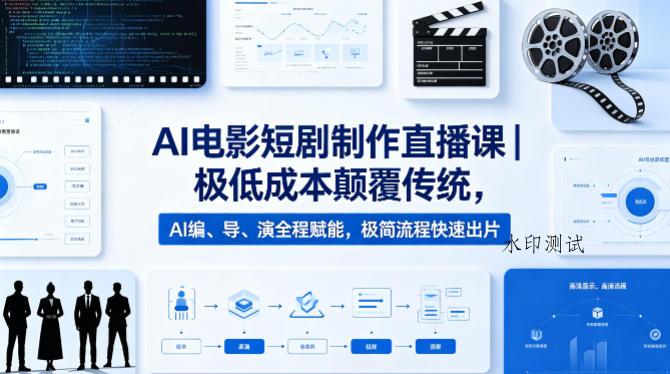 AI电影短剧制作直播课｜极低成本颠覆传统，AI编、导、演全程赋能，极简流程快速出片-八方网创