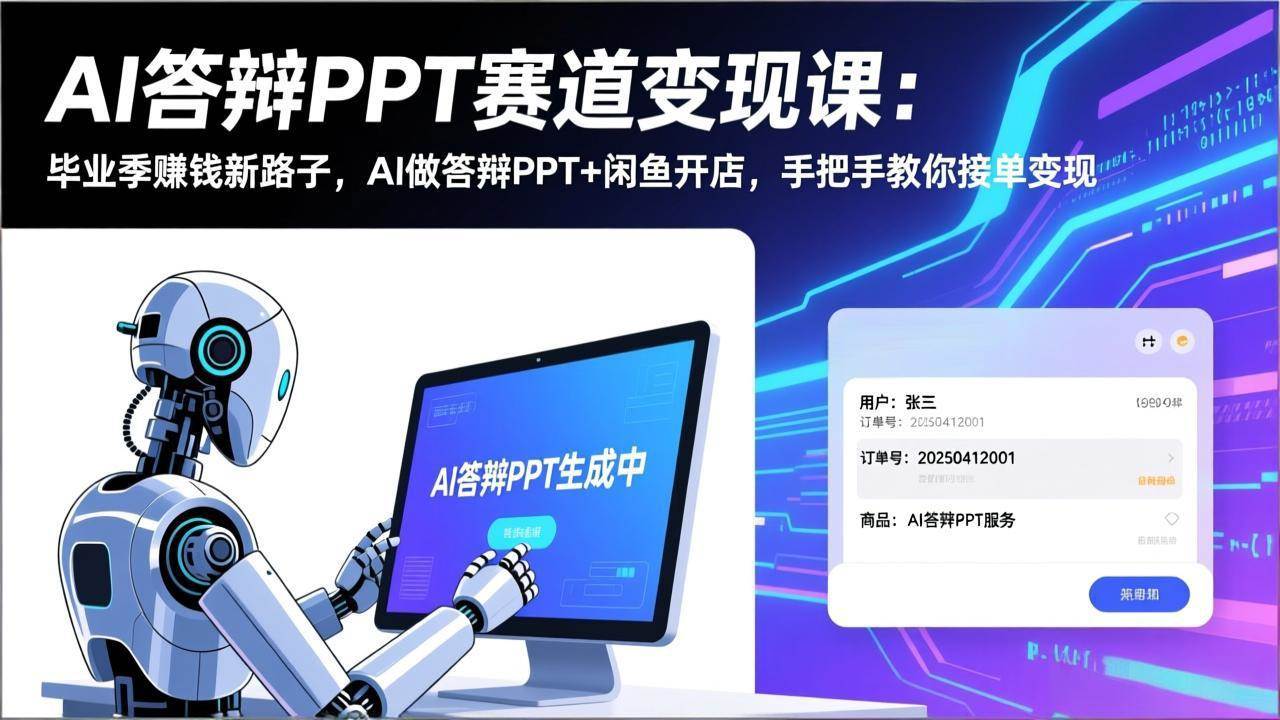 (17546期)AI答辩PPT赛道变现课:毕业季赚钱新路子,AI做答辩PPT+闲鱼开店,手把手教你接单变现-八方网创