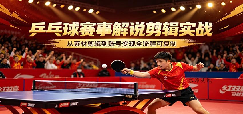 乒乓球赛事解说剪辑实战，从素材剪辑到账号变现全流程可复制-八方网创