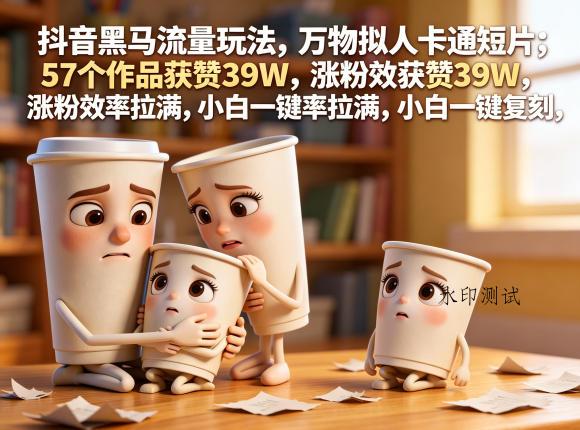抖音黑马流量玩法，万物拟人卡通短片，57个作品获赞39W，涨粉效率拉满，小白一键复刻，保姆级拆解-八方网创