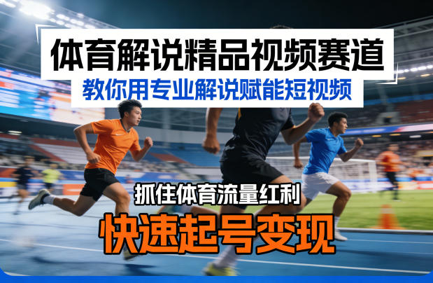 体育解说精品视频赛道，教你用专业解说赋能短视频，抓住体育流量红利，快速起号变现-八方网创