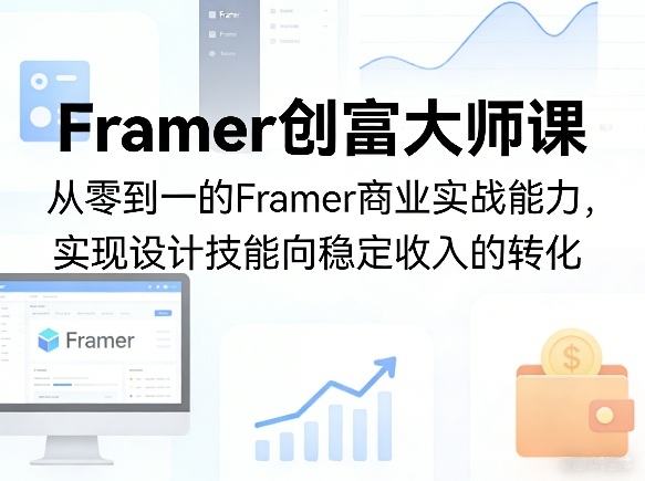 Framer创富大师课，从零到一的Framer商业实战能力，实现设计技能向稳定收入的转化-八方网创