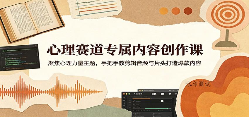 心理赛道专属内容创作课：聚焦心理力量主题，手把手教剪辑音频与片头打造爆款内容-八方网创