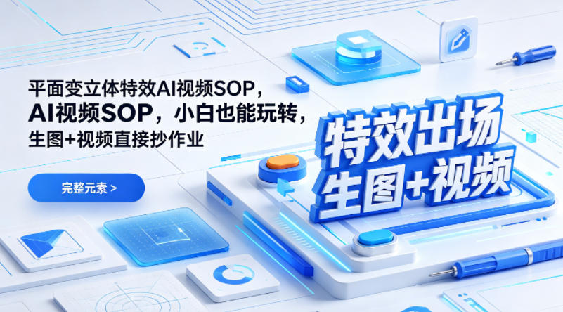 （特效出场）平面变立体特效AI视频SOP，小白也能玩转，生图+视频直接抄作业-八方网创